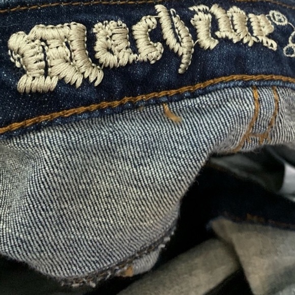 Machine Dark Wash Distressed Overalls Juniors Large - Picture 6 of 12